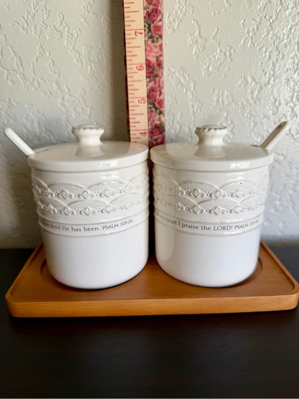 Mary & Martha Grace & Gratitude Condiment Jar Set With Tray J8293